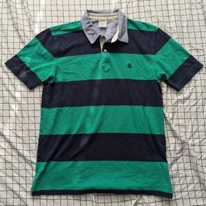 Green and Navy Blue Striped Brooks Brothers Polo